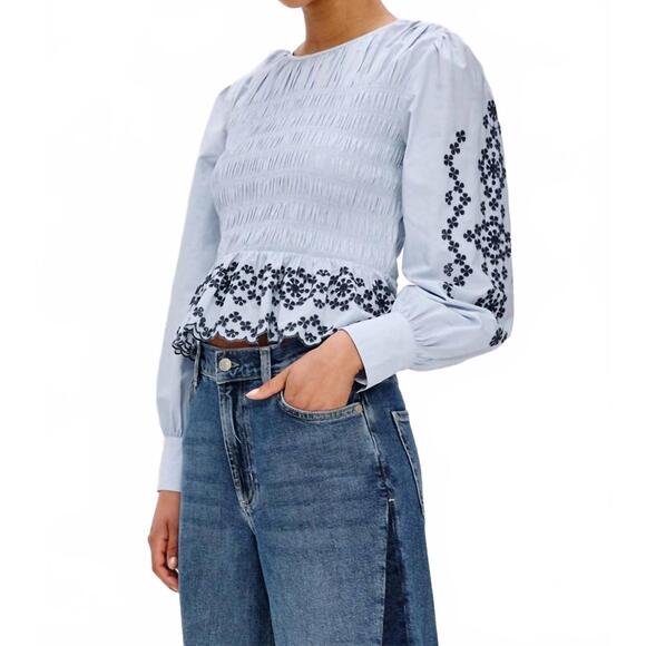 NEW RAILS tabi long sleeve top in bird blue